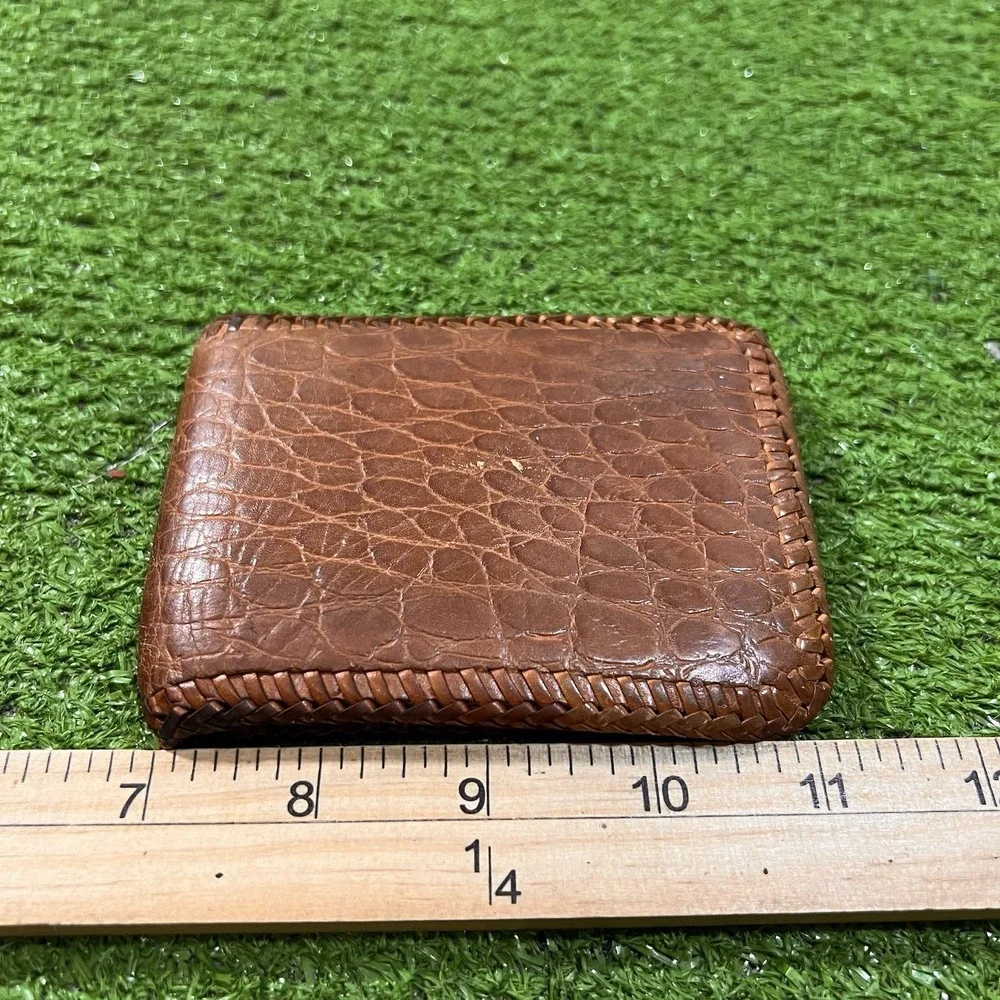 Vintage 70s 8s Genuine CaimanCrocodile Leather Wallet Bi-Fold Handmade GUC